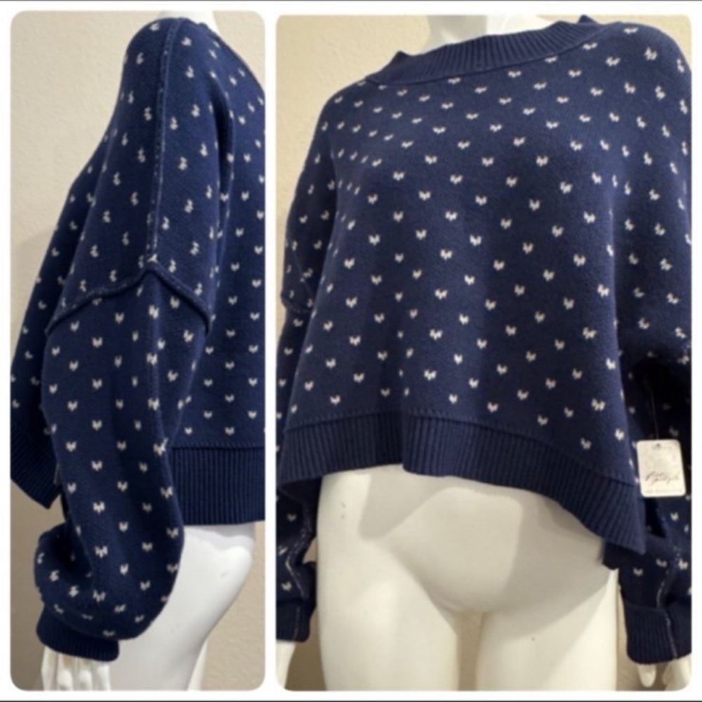 Free People EASY STREET PATTERNED CROP SWEATER - Picture 12 of 13